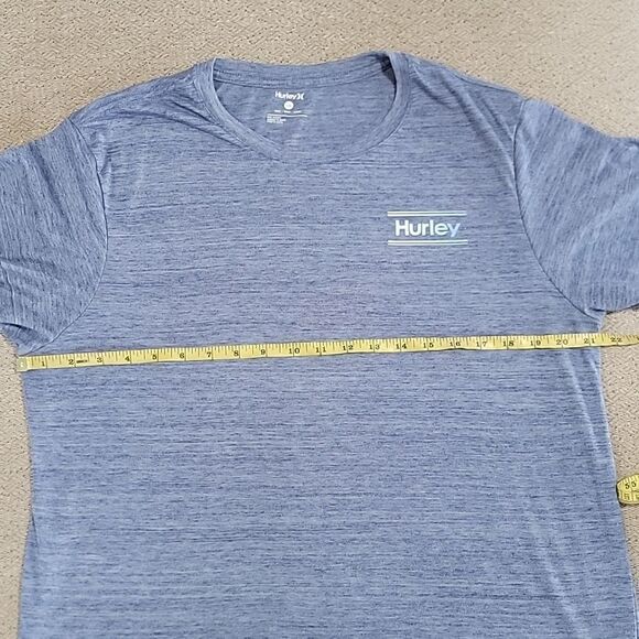Hurley Heather Blue Logoed Short Sleeve T-Shirt - Size Large - Picture 5 of 10